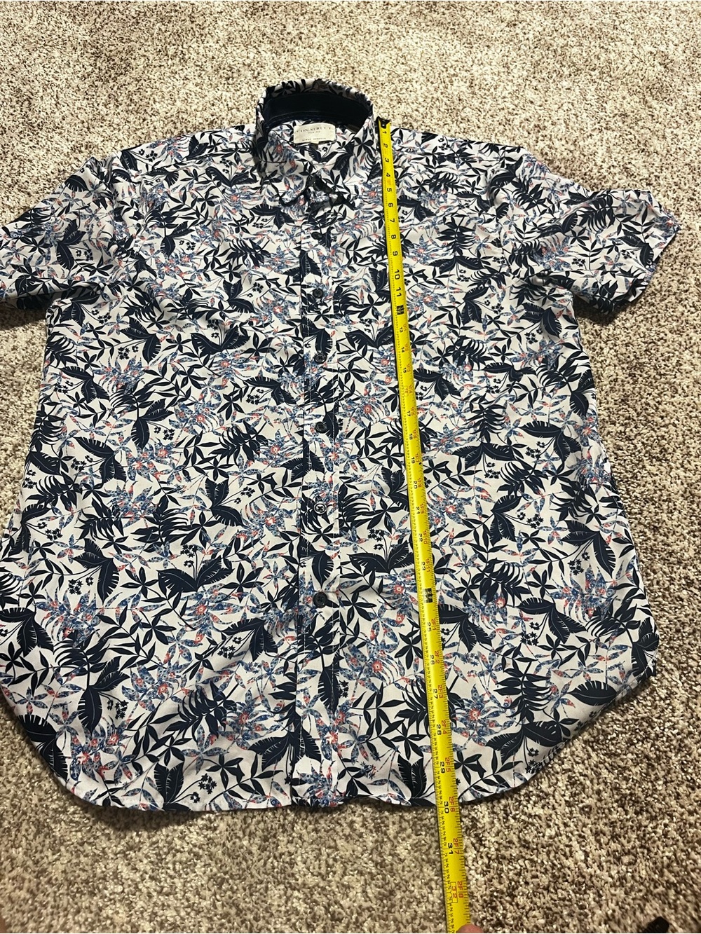 CON.STRUCT Slim Fit Floral Button Up Shirt Men’s Large Stretch Short Sleeve - Picture 6 of 7